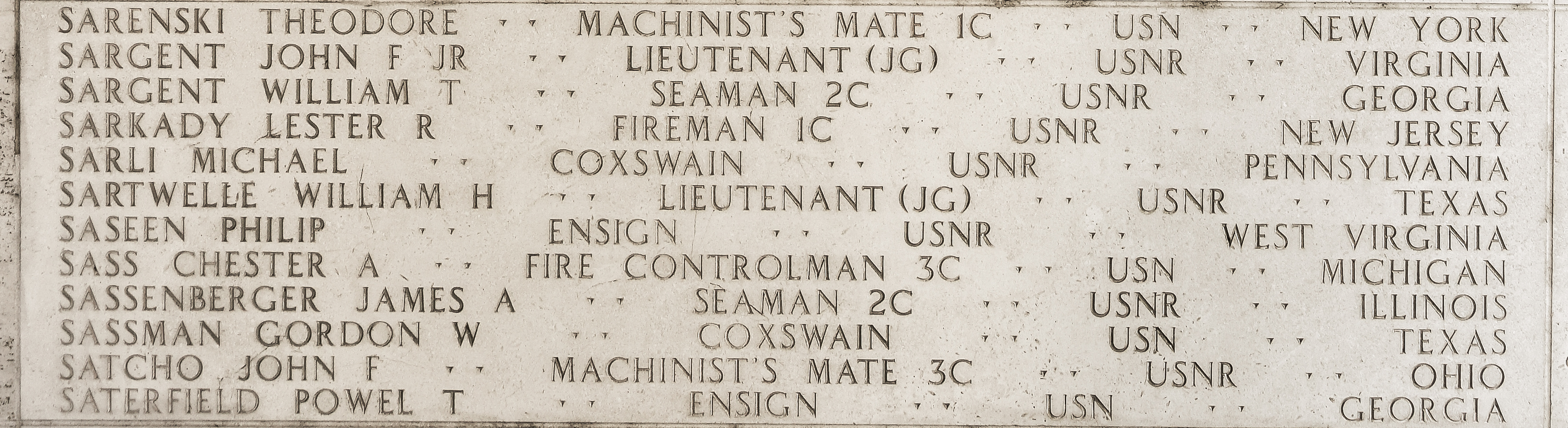 Gordon W. Sassman, Coxswain